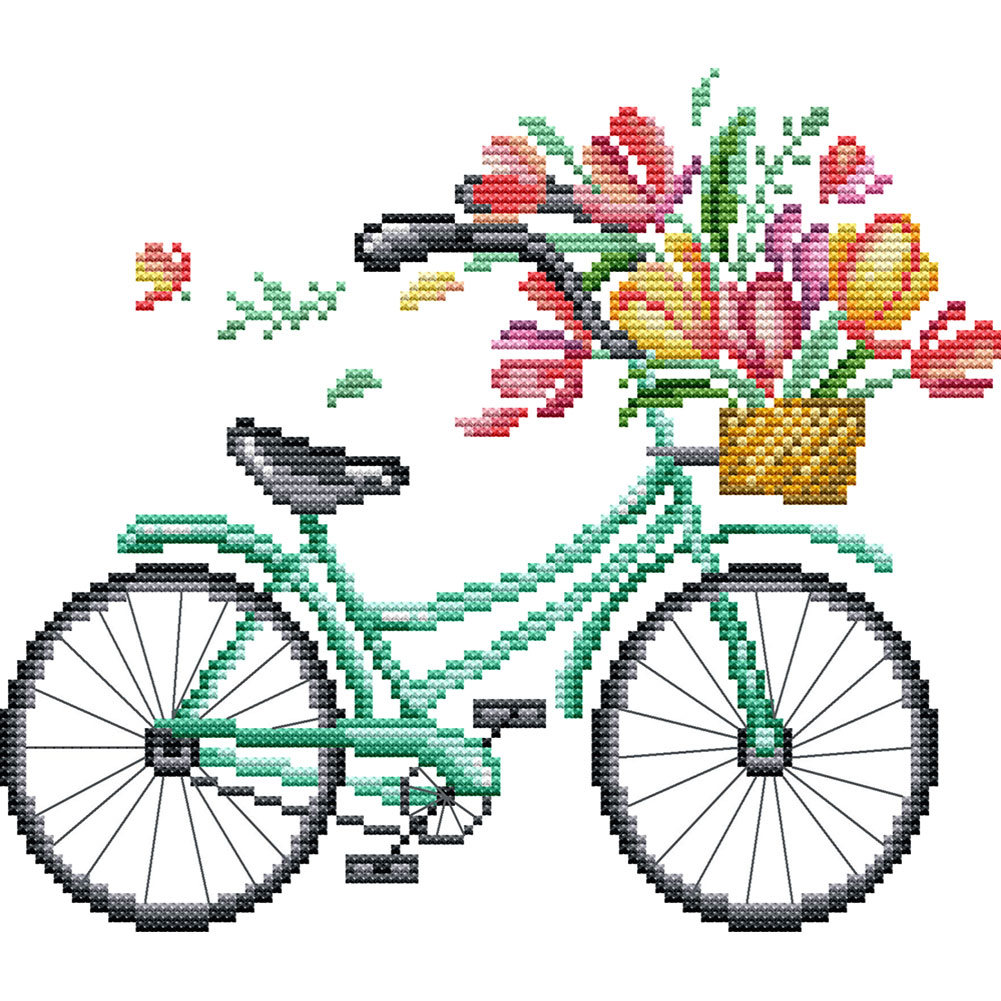 

Spring Bicycle - 11CT Stamped Cross Stitch - 27*21CM, 501 Original