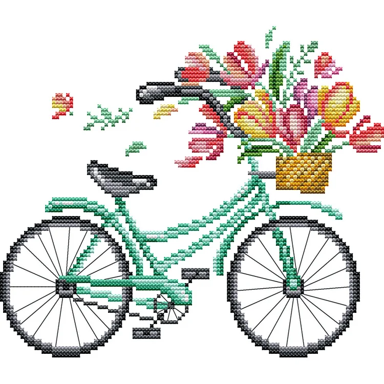 Romantic Bicycle (Spring) - Printed Cross Stitch 14CT 27*21CM