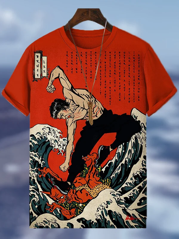 Men's Bruce Lee Kung Fu Sanda Art Print T-Shirt