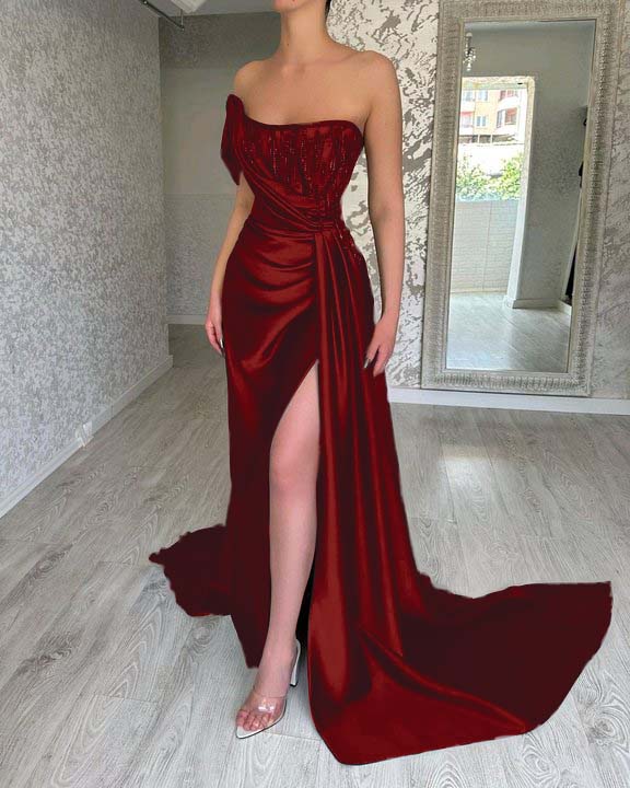 Isabella green formal dress (with pockets and slit)