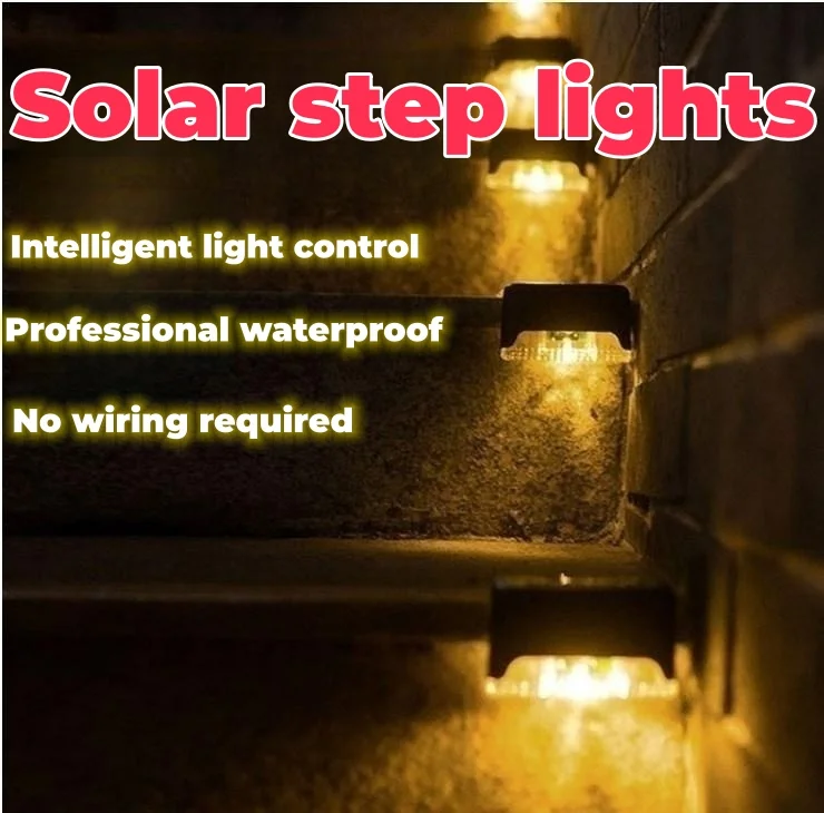 Solar Step Lights Outdoor Garden Stair Wall Decorative Lights