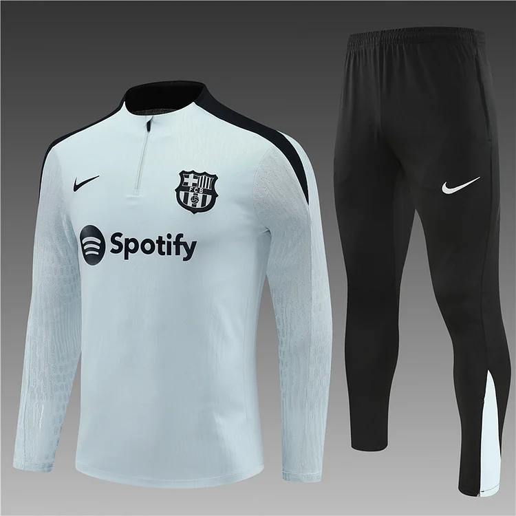 2024-25 Barcelona Light Grey Half-zip Training Jersey