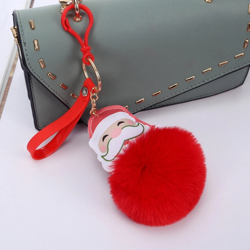 Cute Santa Claus Alloy Plush Plating Bag Pendant Keychain