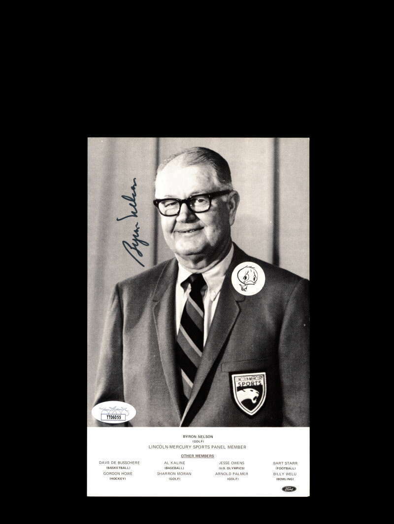 Byron Nelson JSA Signed Coa 5x8 Lincoln Mercury Autograph Photo Poster painting