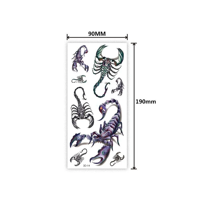 Waterproof 3D tattoo sticker Three-dimensional color printing tattoo sticker Butterfly flower animal color tattoo sticker