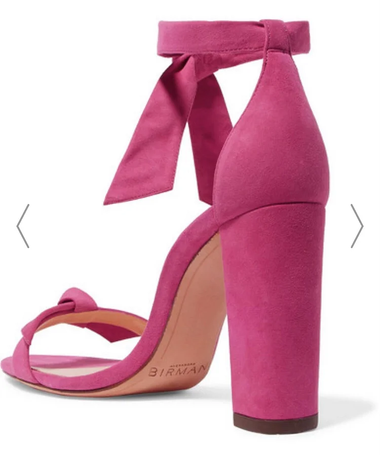 Custom Made Hot Pink Chunky Heel Suede Tie Sandals Vdcoo