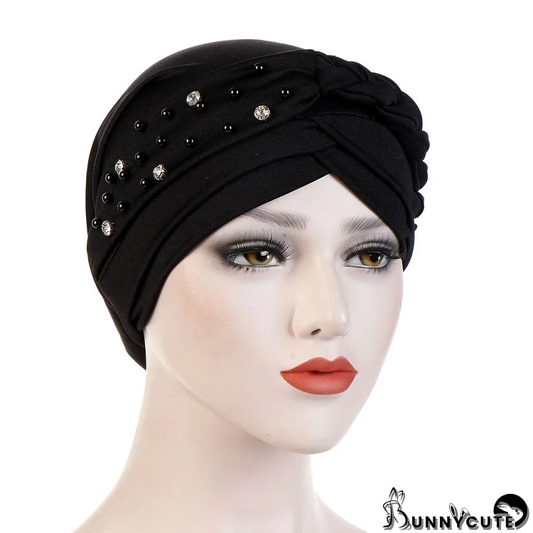 Women's Beads Sequins Muslim Turban Hat Cap