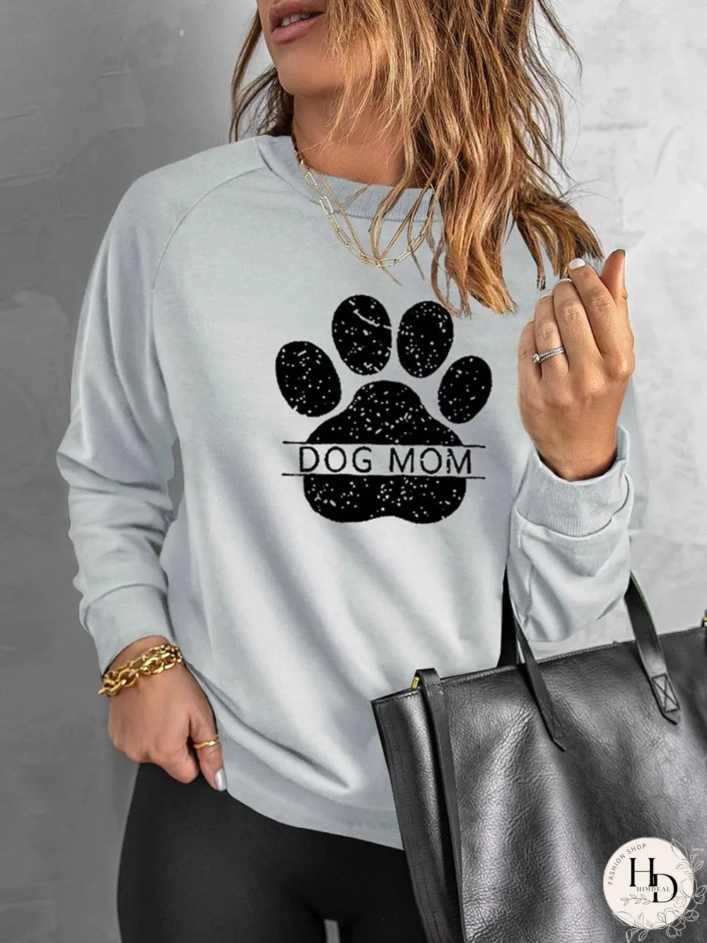 Dog Mom Printed Casual Loose Sweatshirts