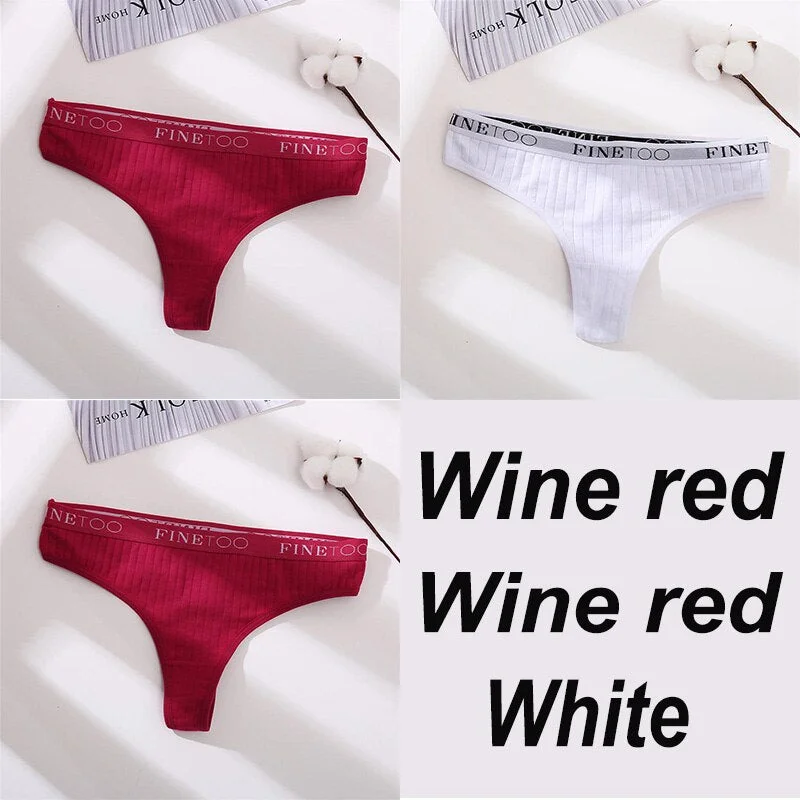 3PCS/Set Women Panties G-string Underwear Cotton Female Underpants Solid Color Briefs Lingerie Sexy Thong Panties for Woman M-XL