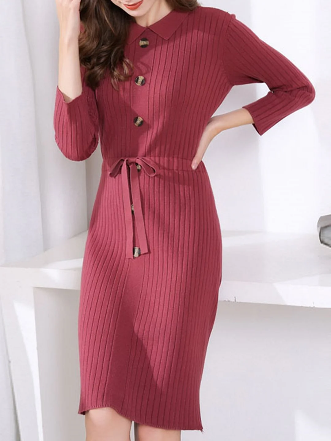 Peter Pan Collar Dresses Shift Daytime Casual Paneled Dresses