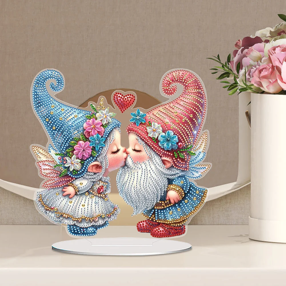 5D DIY Acrylic Valentine Gnome Special Shape Diamond Painting Desktop Ornaments