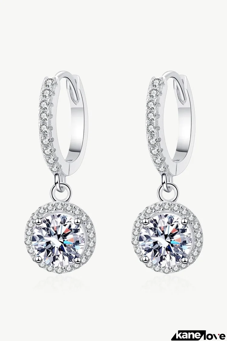 2 Carat Moissanite Round-Shaped Drop Earrings