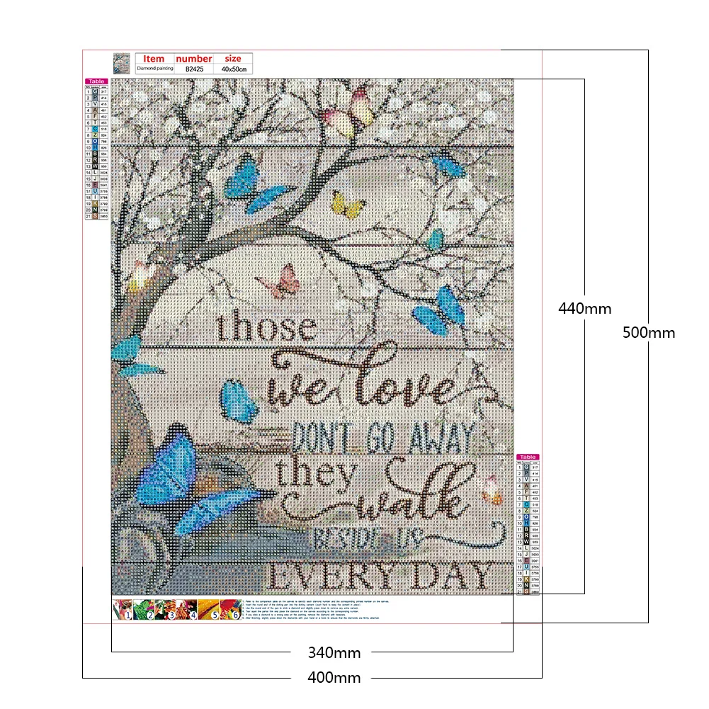 Diamond Painting - Full Round Drill - Butterfly Letters(40*50cm)