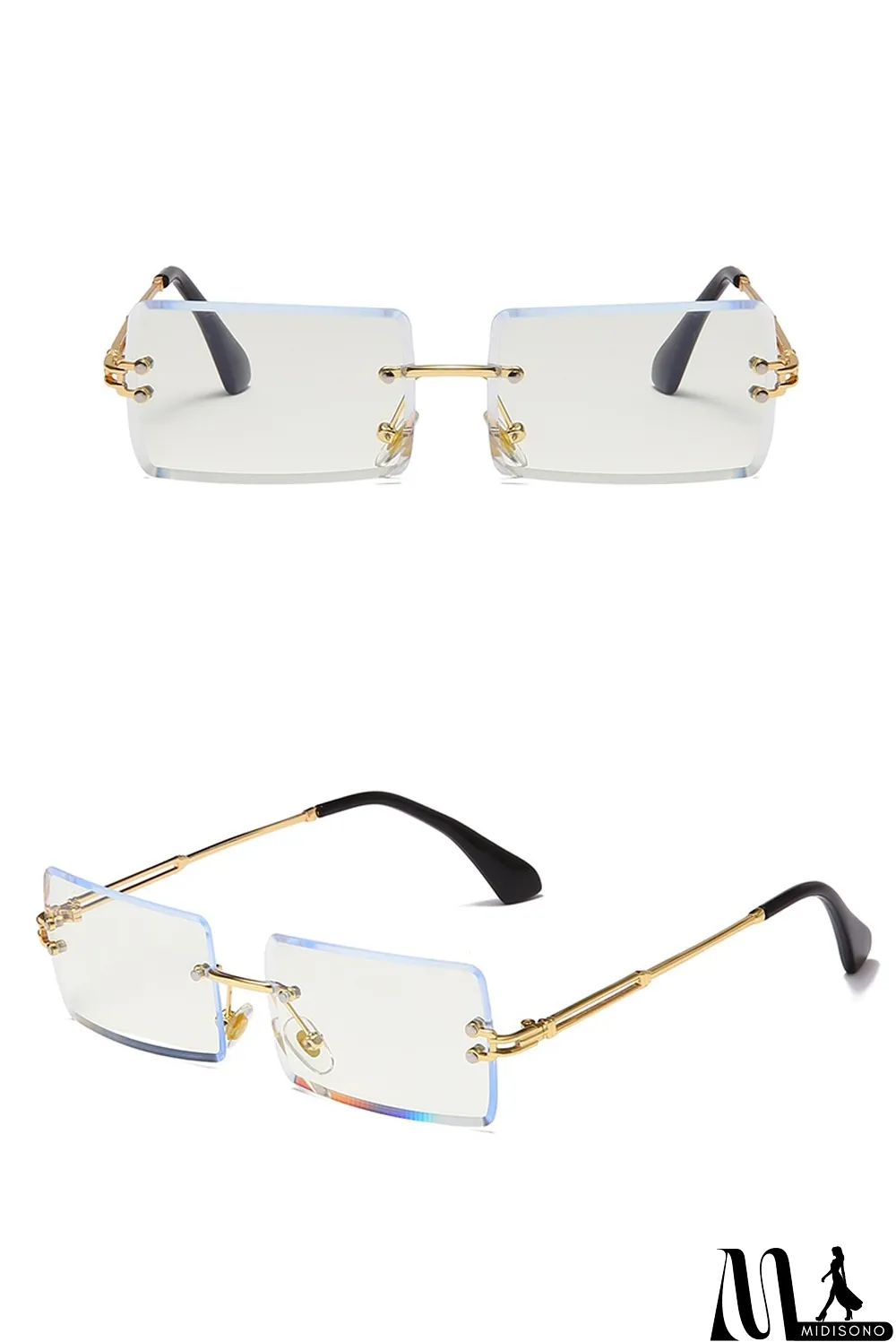 MidiSono - Women Rimless Metal Square Sunglasses
