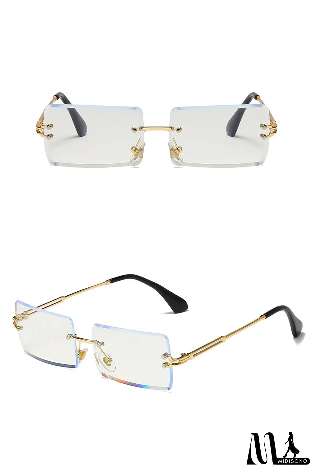 MidiSono - Women Rimless Metal Square Sunglasses