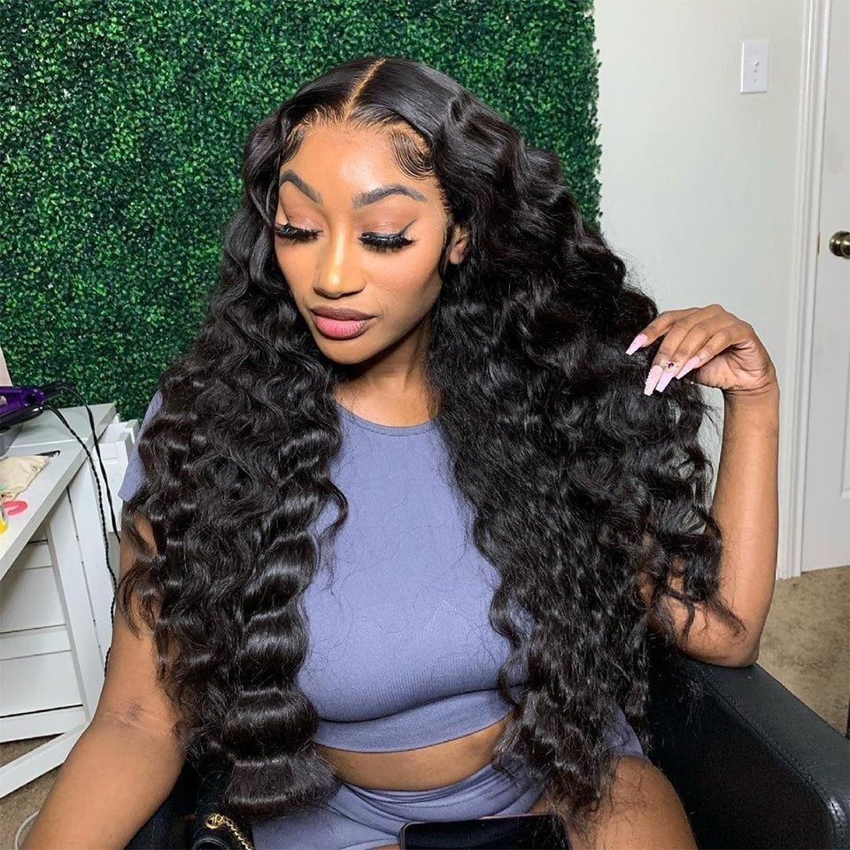 Shiny Deep Wave Glueless Lace Front Wig 08-26 Inches