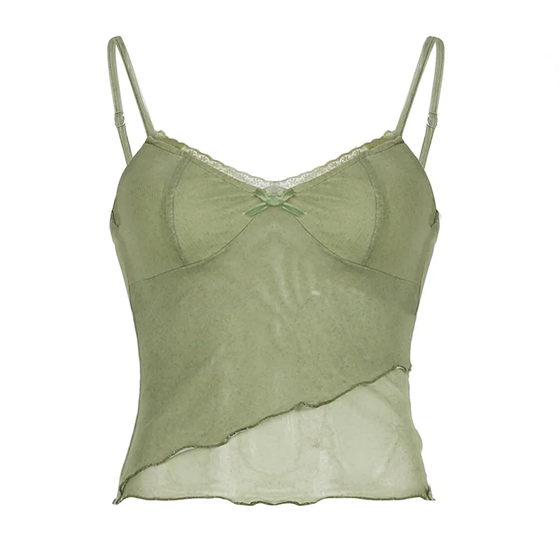 Ueong Girl Sexual Dew Back Bow Chest Type Agaric Edge Net Halter Belt Small Vest Lace Spliced Half Skirt