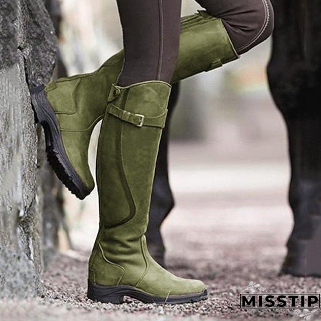 Joskka Women's Boots Plus Size Outdoor Daily Buckle Flat Heel Round Toe Vintage Casual Minimalism PU Loafer Floral Dark Brown Black Purple