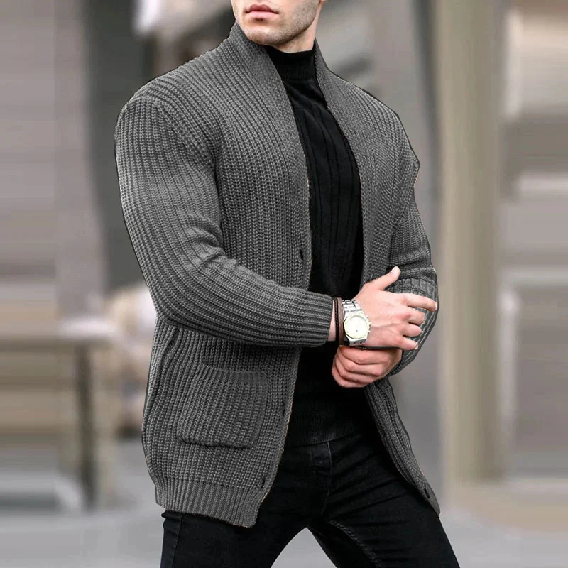 Wongn Wongn Casual Men's Cardigan Long Sleeve Loose Solid Color Pocket Button Slim Men's Autumn And Winter New Sweater