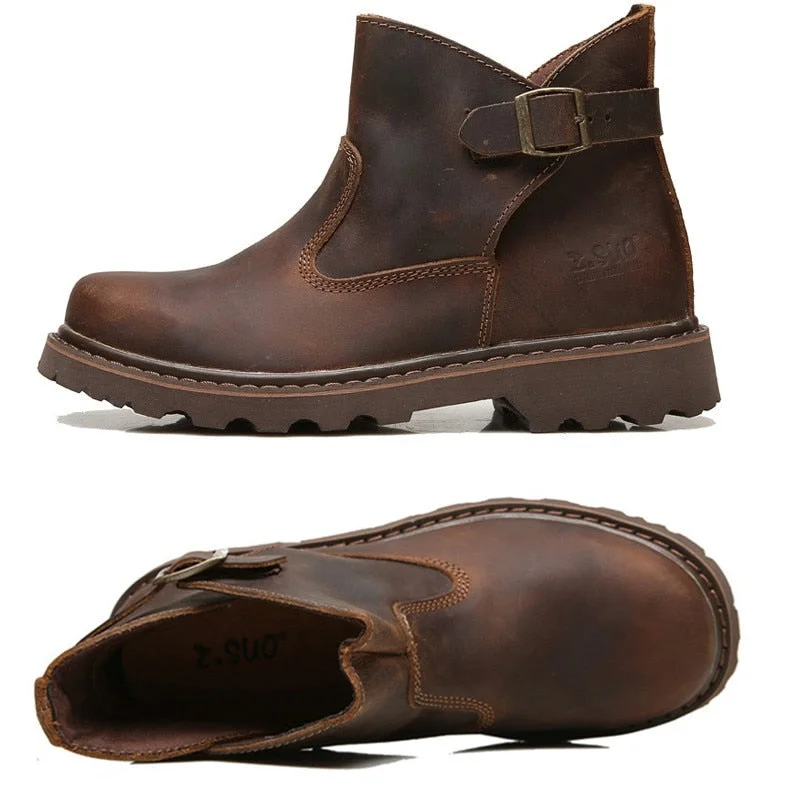 2021 Winter Autumn Brown Genuine Leather Comfy Men Shoes Fashion Mens Boots Man New Fashion Design Outdoor Women Casual Boots