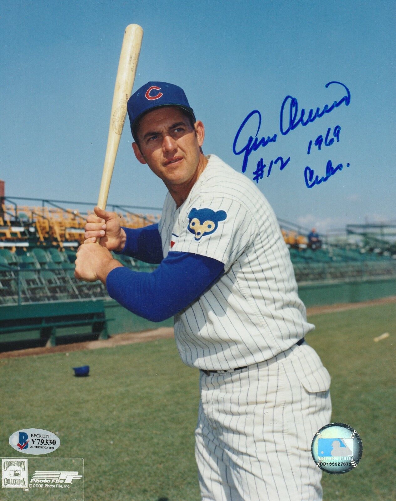 GENE OLIVER Signed Chicago CUBS 8x10 Photo Poster painting with Beckett COA & Inscription