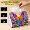 (24cm)Diamond Art Tissue Box Cover DIY PU Desktop Organizer Large(Butterfly)
