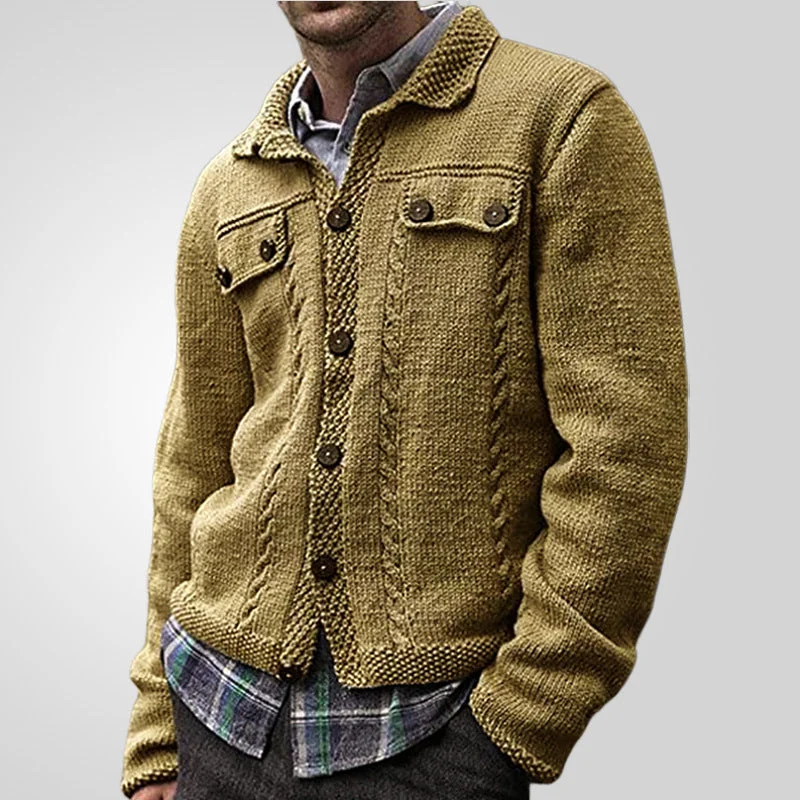 Sukestyle Long-sleeved Lapel Single-breasted Knitted Sweater, Slim-fit Cardigan Sweater Jacket