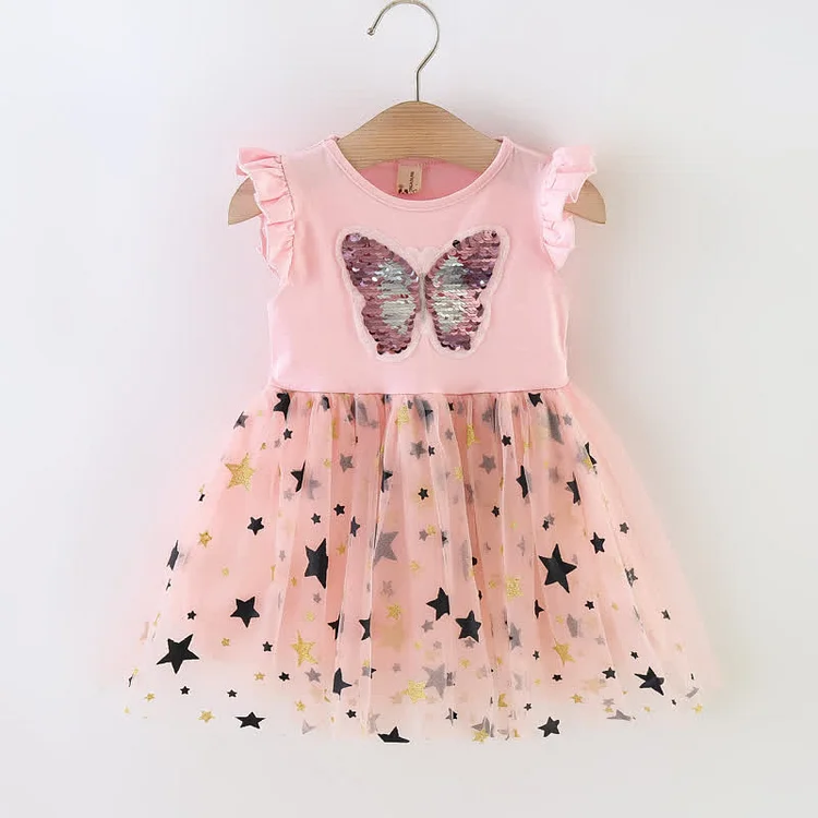 Baby Butterfly Star Splicing Mesh Dress