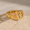Golden Heart Shape Hollow Cross Ring