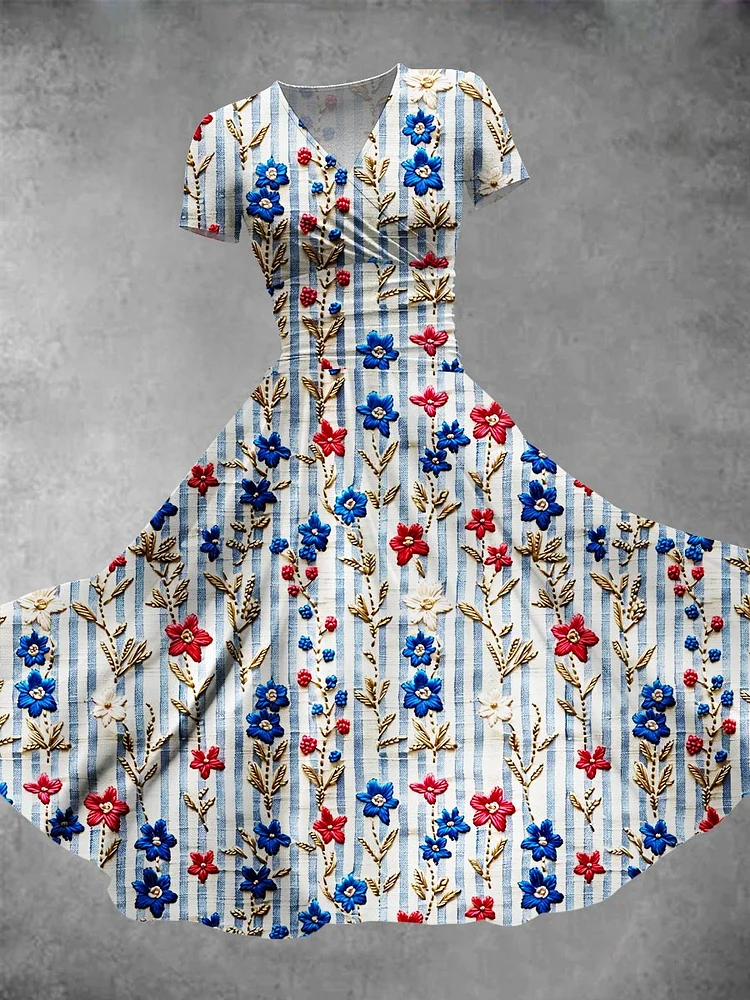 Women's American Independence Day Pattern Art Design Print Maxi Dress