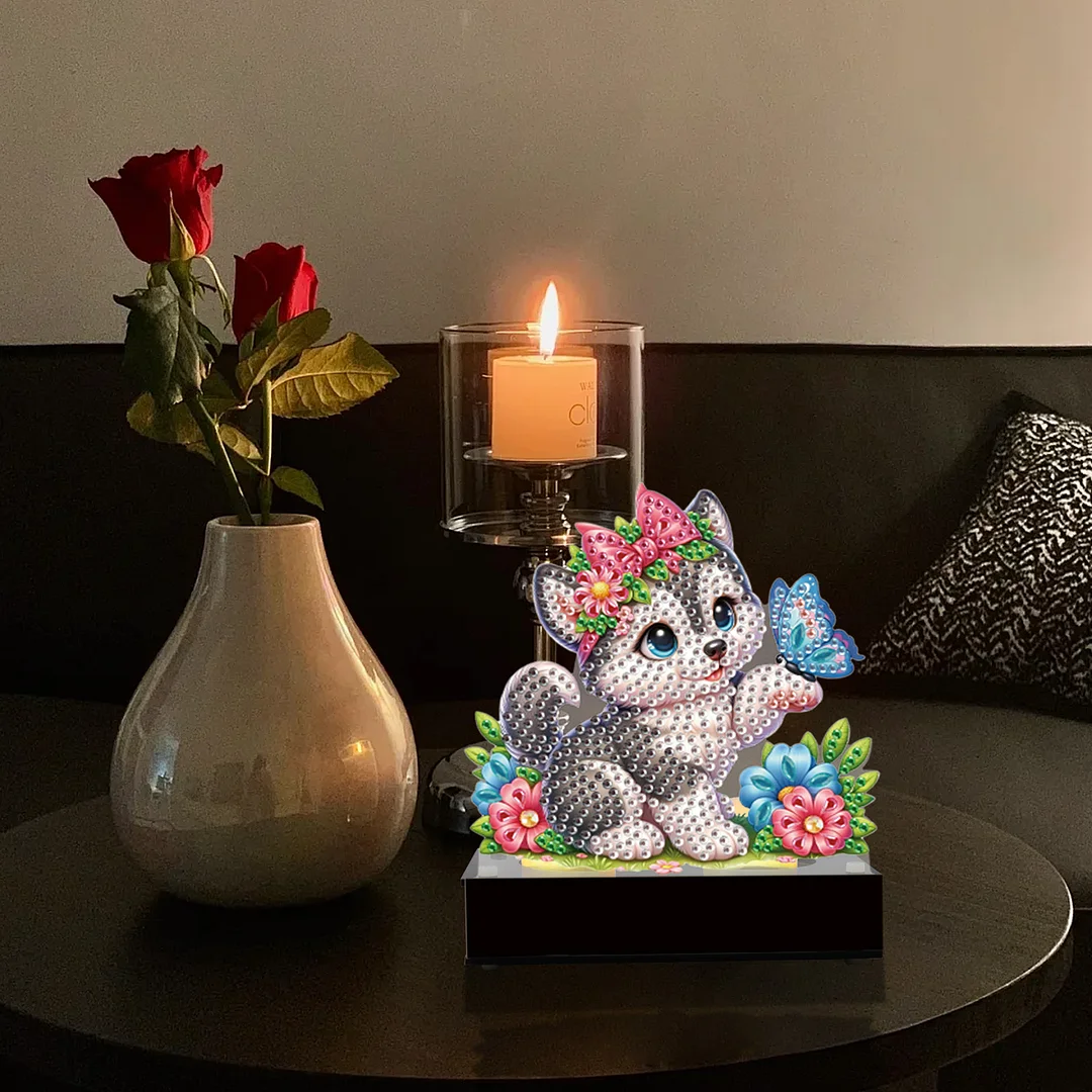 5D DIY Butterfly Cat Diamond Art Mini Candle Holder for Aromatherapy Art Crafts