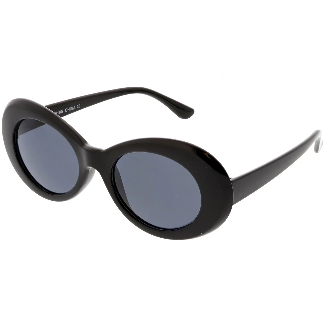 Retro Frosted Oval Sunglasse Tapered Arms Neutral Colored Lens 50mm