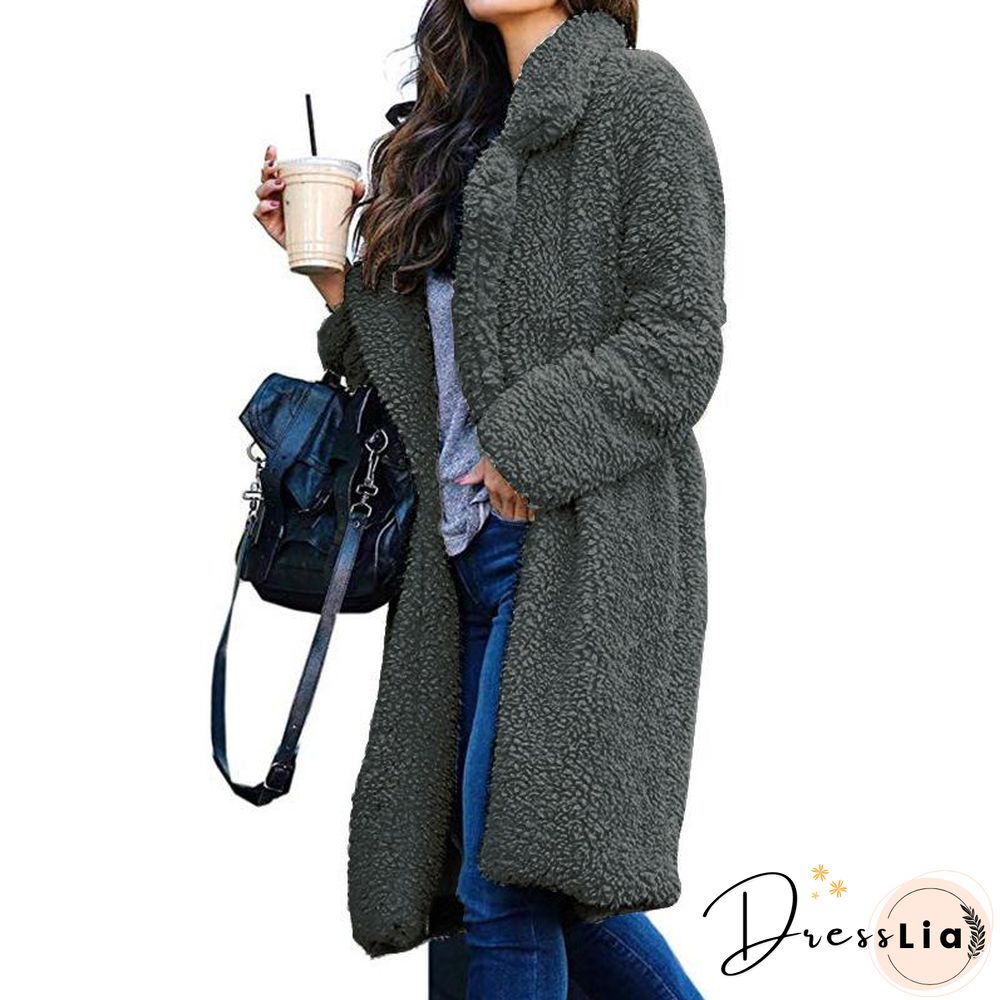 Soft Faux Lambelwool Loose Long Coat