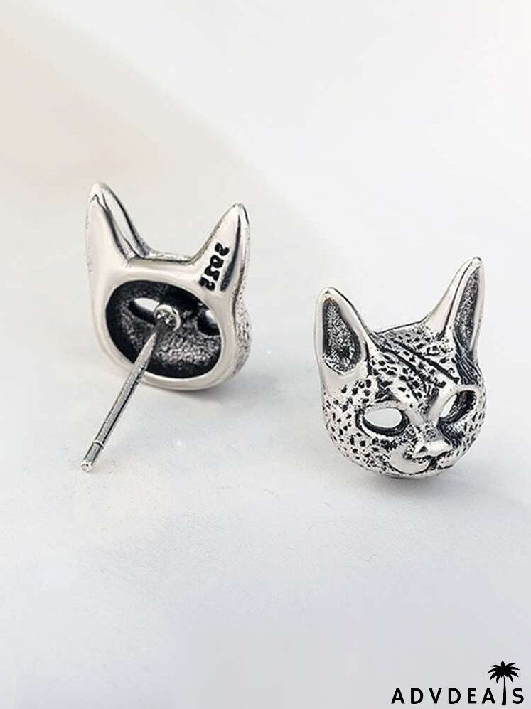 Cat Design Stud Earrings