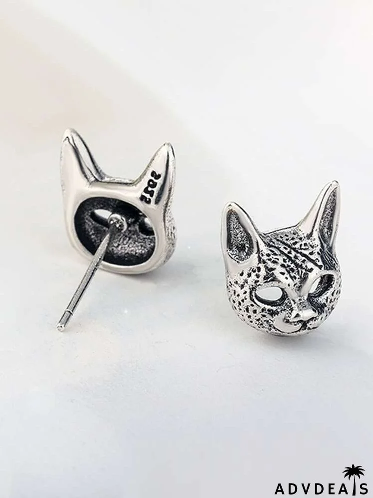 Cat Design Stud Earrings