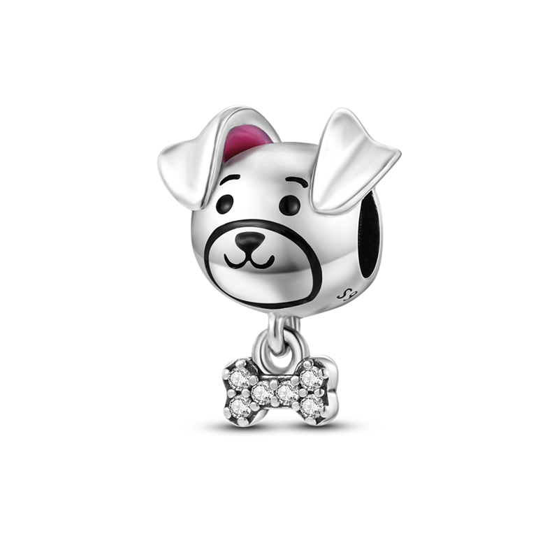 925 Sterling Silver Dogs and bones Pendant Fit for Basic Bracelet Women Sterling Silver Charm Jewelry KTC399