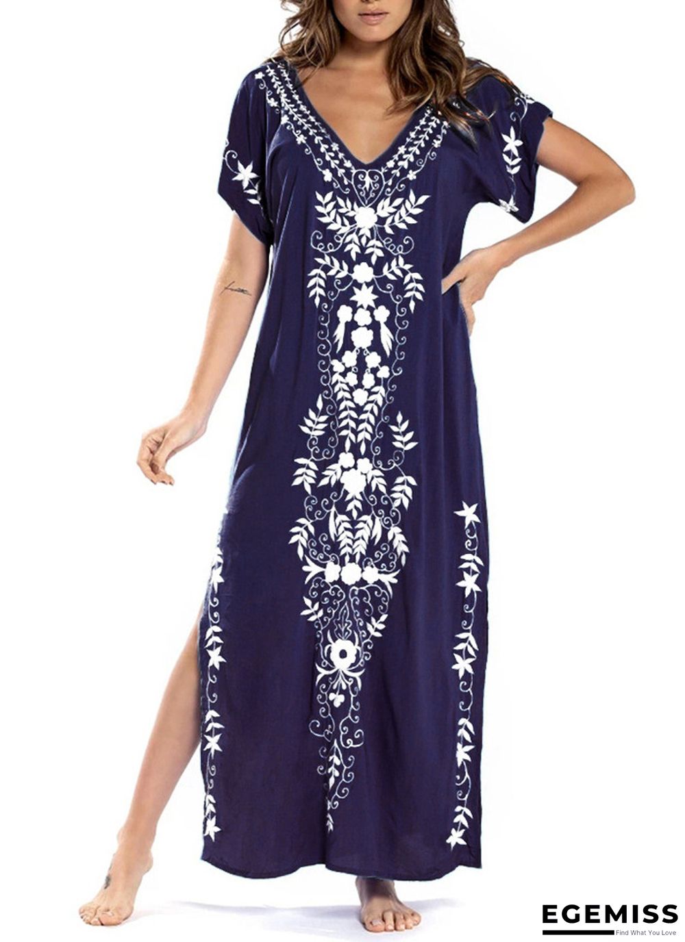 Beach Smock Print Beach Dress Black Dresses | EGEMISS