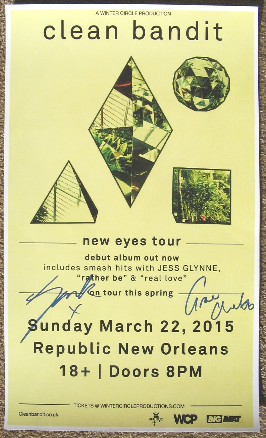 Signed CLEAN BANDIT Gig POSTER In-Person GRACE CHATTO & JACK P w/proof Autograph