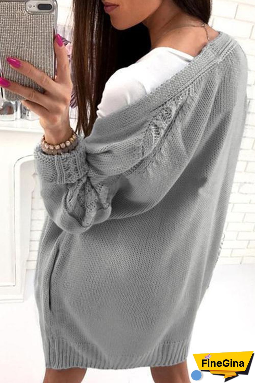 Casual Long Sleeves Long Cardigan