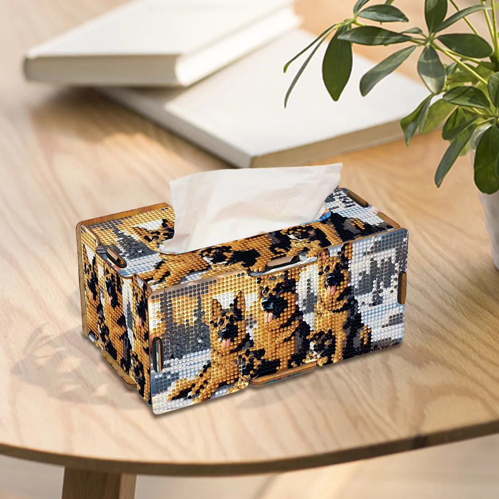 Diamond Painting Tissue Box Kits Decorative Rhinestone Craft Kit (Winter Hound)