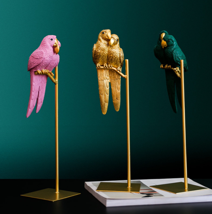 Nordic Creative Resin Simulated Animal Parrot Bird Crafts Ornaments