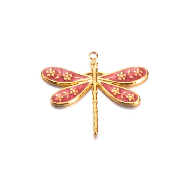 3 PCS/Package 24*27mm 304 Stainless Steel Dragonfly Butterfly Pendant Jewelry Accessories