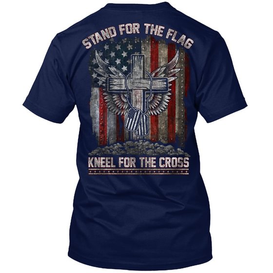 Stand For The Flag Kneel For The Cross Print Mens T-shirt - Krazyskull