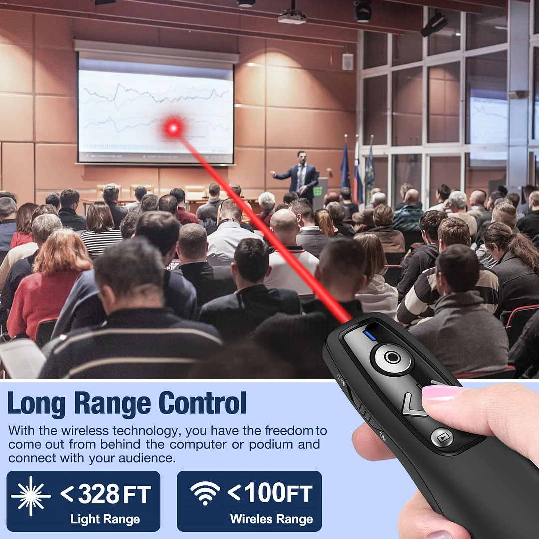 Dinofire RF 2.4GHz Wireless Presentation Clicker  For Red Laser Pointer For PPT Remote Control Flip Pen RF Gift Box Package