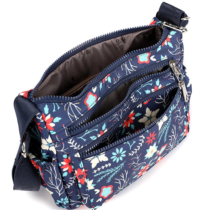 Women’s Bag Spring New Women’s Shoulder Messenger Bag Multi-layer Printed Nylon Cloth Bag Casual Bag