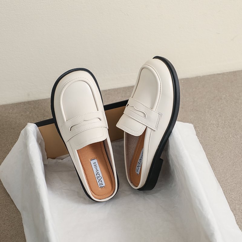 Spring And Autumn Single-layer Shoes Slip-on Toe Semi Slipper Women's Outdoor Vintage Soft Bottom Slippers Women-PABIUYOU- Women's Fashion Leader