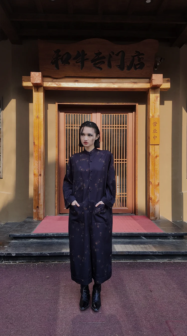 DUOHAN ZHANG Unisex Poetry Print Jumpsuit - 22 Recycled Water Bottles - Black