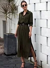 Button Shirt Collar Maxi Dress