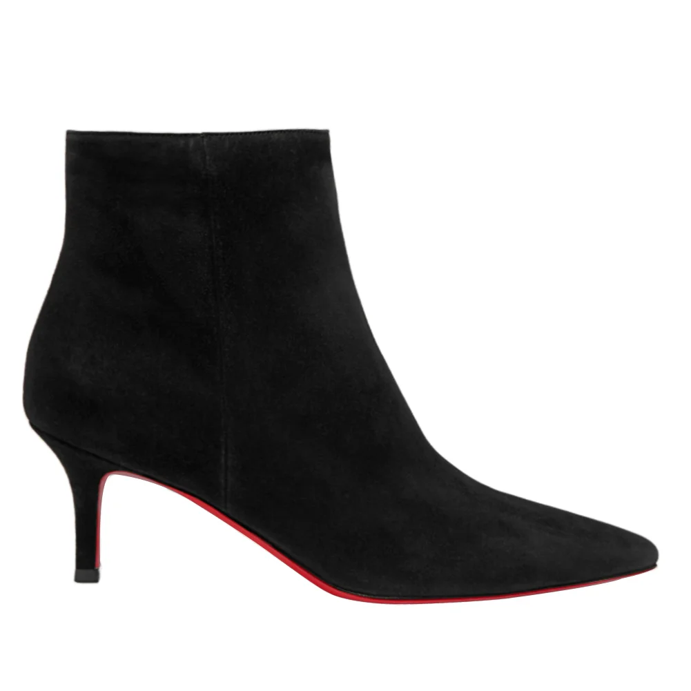 60mm Women's Ankle Boots Closed Pointed Toe Red Bottoms Stilettos Booties-MERUMOTE