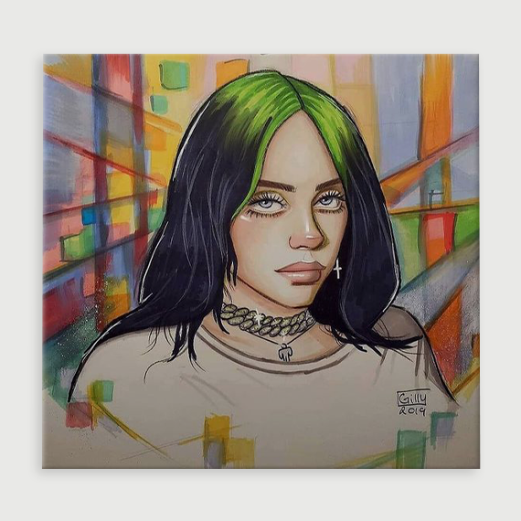 Billie Eilish Fan Art Canvas Print Exclusive At Wallart Eshop